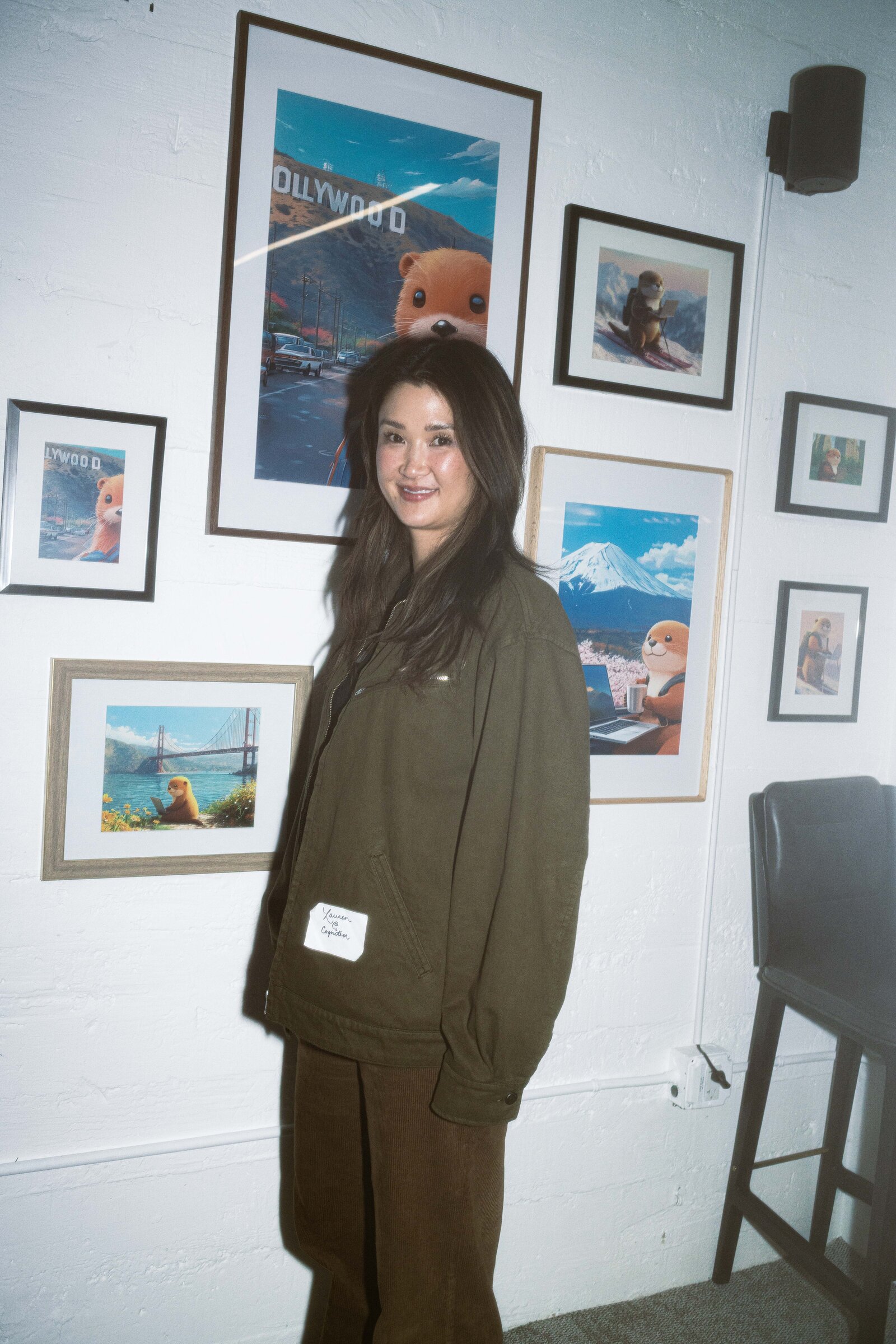 Cognition team member with otter art